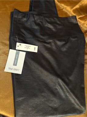 True Craft Black Faux Leather Pants